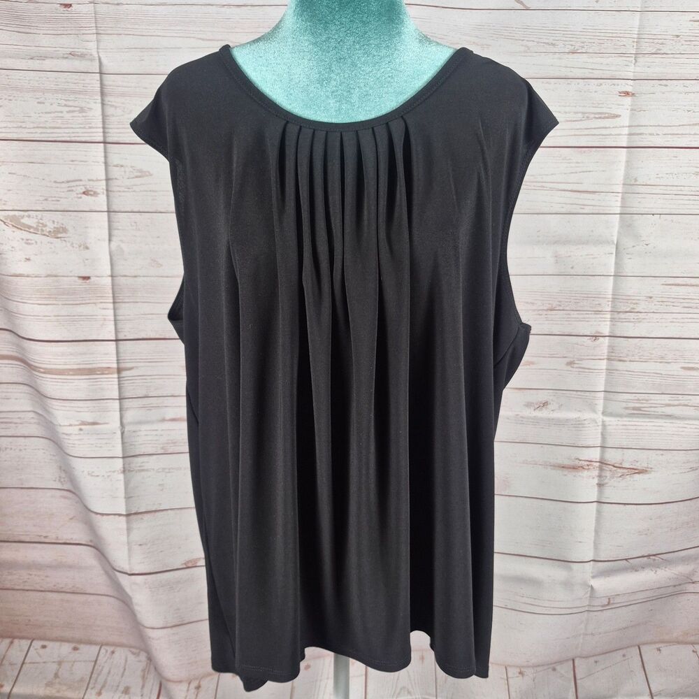 Maggie Barnes Womens Sz 2X Black Sleeveless Blouse Top Office Career Minimalist